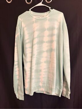PacSun Mint and White Tie-Dye Crewneck Sweater Size L